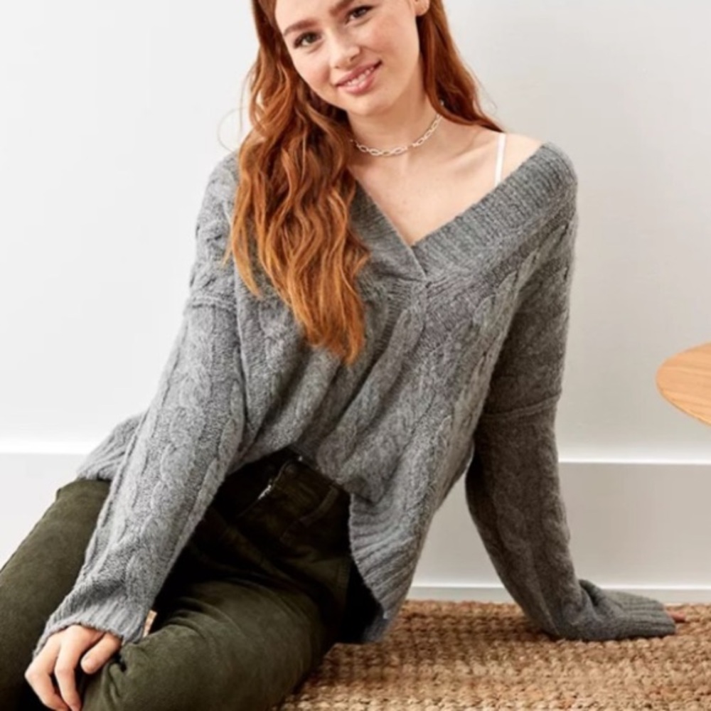 American Eagle AE Soft & Cozy Hoodie Oversized Sweater Gray NWT Extra Small